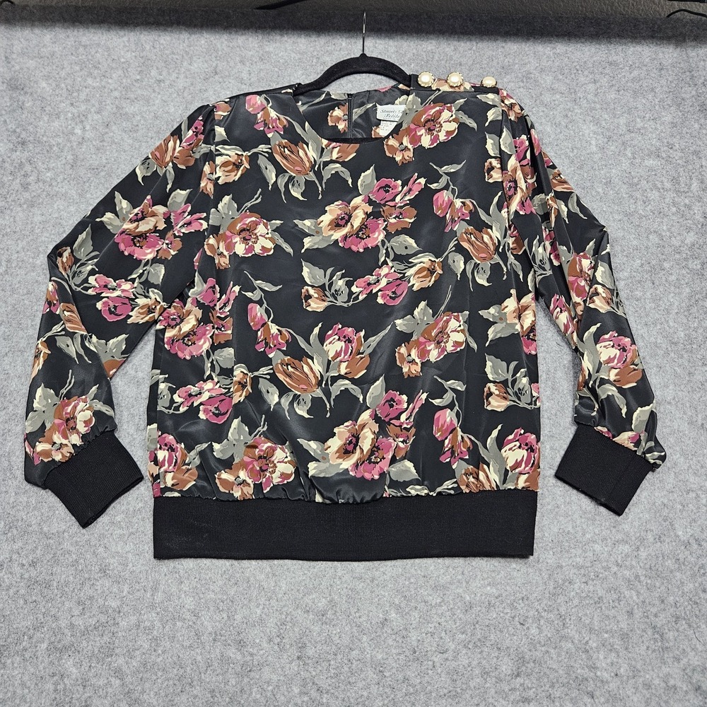 Vintage Stuart Alan Petites Floral‎ Blouse Longsleeve 12P